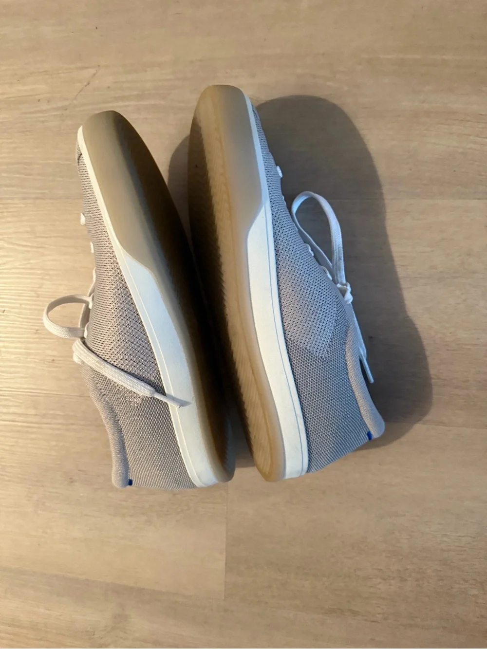 Rothy's Women's Knit Lace-Up Sneaker in Light Gray and White
